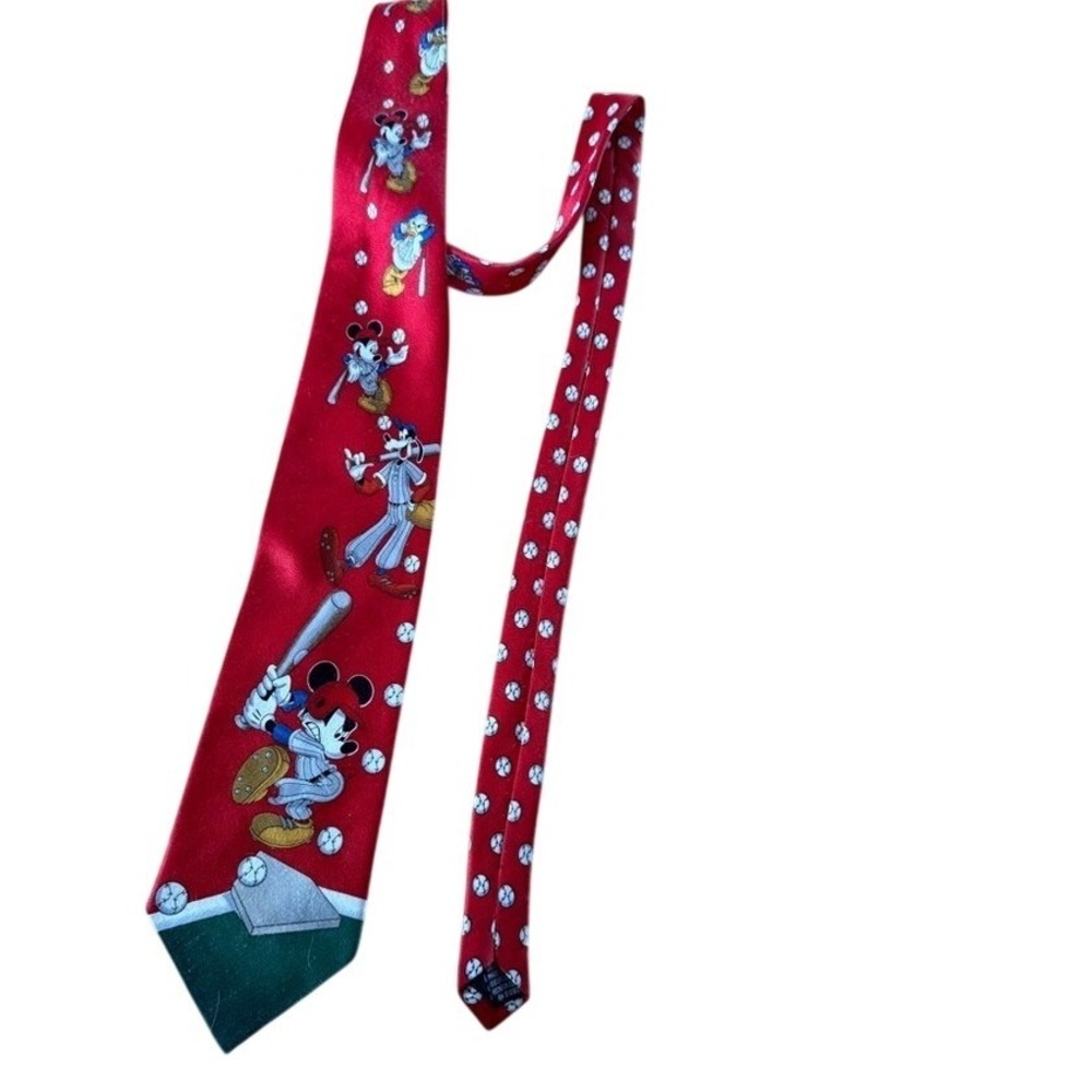Disney Mickey Mouse and friends baseball red printed tie